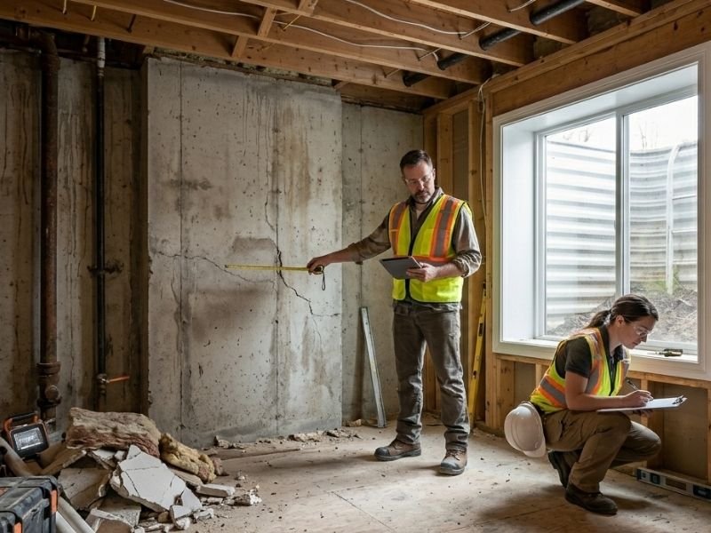 basement bedroom requirements in south jordan, ut 3 professional contractors checking unrenovated basement bedroom area