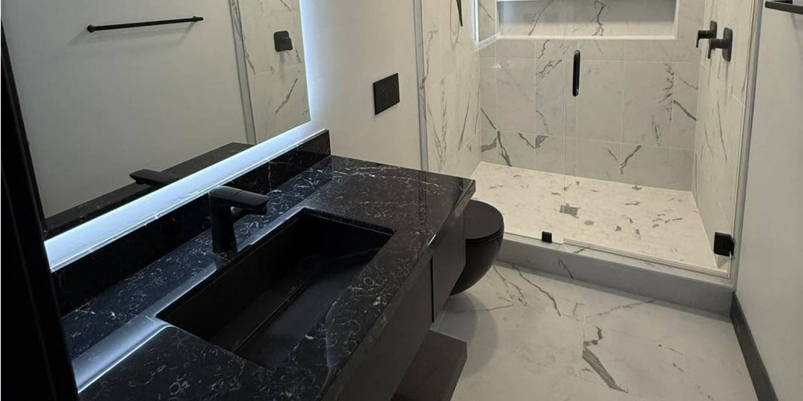 basement remodeling hoa approval bluffdale utah: avoid delays, fines & costly mistakes 1 Basement bathroom with stone countertop and large format shower tiles, that comply with basement remodeling HOA approval Bluffdale Utah homeowner submission steps